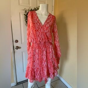 Michael Kors Vibrant Coral Red Snake Print Dress